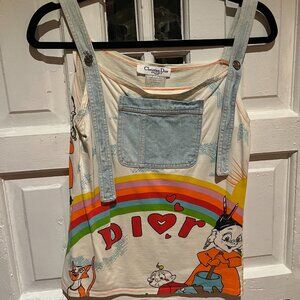 Christian Dior s/s 2002 Galliano Cartoon Print Jean Tank